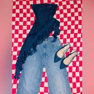 Universal Thread Retro Y2K Bedazzled Sparkly Denim Wide Leg Jeans - Size 4R